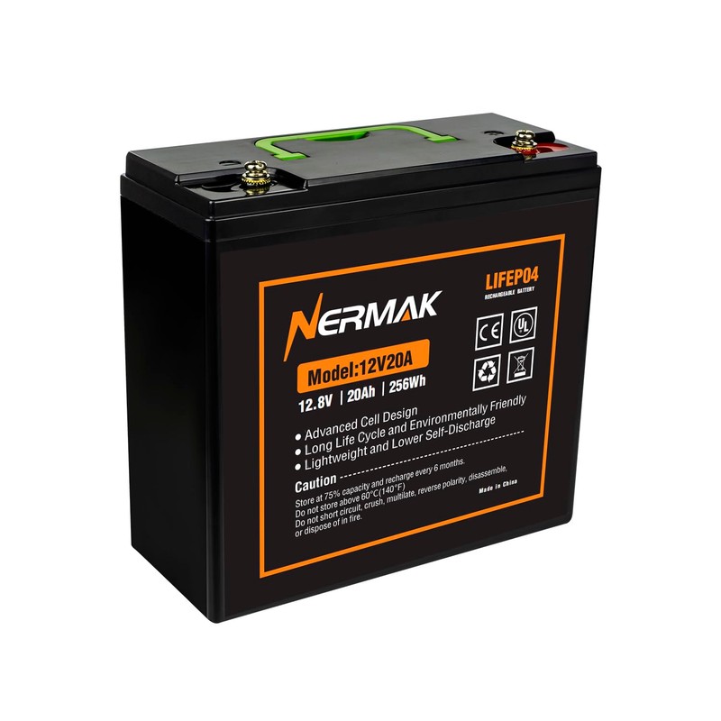 NERMAK 12V 20Ah Lithium LiFePO4 Deep Cycle Battery, 2000+ Cycles