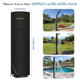 VANSHEIM Solar Shower Cover, Winterproof Tarpaulin, Shower Garden Solar Shower Cover for Garden Shower, Pool Shower, Waterproof Cover for Parasol, Windproof, UV-Resistant, 220 x 67 cm