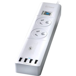 Sansai 2 Way Outlets with 4 USB Charging Ports and Surge Protector Power Board
