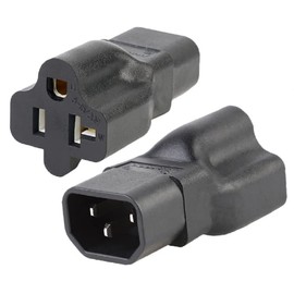 Tekit C14 to 5-15R/5-20R Comb AC Power Adapter,2-IN-1 IEC320 C14 15Amp to T Blade 20Amp AC Cable Converter, IEC 3Pole C14 Plug to USA Female Nema 5-15R & 5-20R Power adaptor (C14 to 5-15/20R)