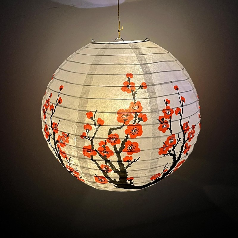 Paper Lampshade Hanging Light Shade 30cm, Oriental Ribbed Japanese Ceiling