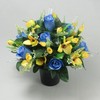 Just Because Flowers Spring Artificial Grave Flower Arrangement with Blue