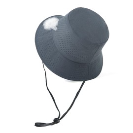 Men's Mesh Bucket Hat for Summer Cooling Fishing Hat Windproof Sun Cap for Hiking, Travel (Grey)