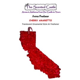 The Scented Castle Cherry Amaretto Scented State of California Shape Long Lasting Hanging Car Air Freshener Candle