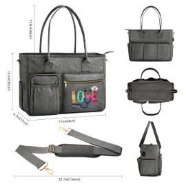 FUZVOL Nurse Bag for Work, 17'' Large Nursing Bags for Nurses, Nurse Tote Bag, Clinical Bag for Women, Nursing Essentials, Waterproof Utility Bag, Red Heart