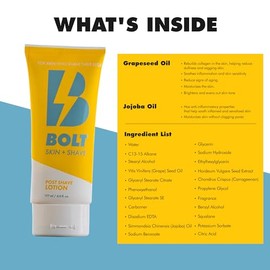 Bolt Skin + Shave - Loción post afeitado para hombres - Hidratante de sándalo y bergamota con mentol refrescante - Alivia, hidrata y refresca la piel 