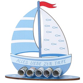 Christening Gifts Boys, Christening Gifts Boys Blue Wood, Birth Christening Money Gift, Christening Gift for Girls and Boys 19 x 16 cm