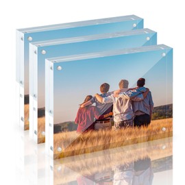 Pretties Acrylic Picture Frames 4x6, 3 Pack Clear Picture Frame Gift Box Package, 20mm Thicker Acrylic Photo Frame Double Sided Free Standing Display