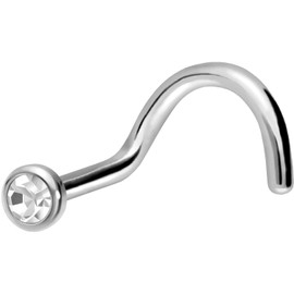 Piercingline Nose Piercing | Titanium | Flat Crystal Disc | Spiral Nose Stud Piercing | Choice of Colours and Sizes