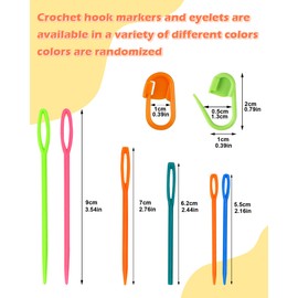 300pcs FIVEIZERO Stitch Markers with 6 pieces of large blunt sewing needles,colorful knitting markers,plastic crochet hook clip,bulk Crochet hook markers for knitting stitch locking clip crochet hooks