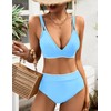 BMJL Women's Bikini Sets V Neck High Waisted Swimsuits Shell