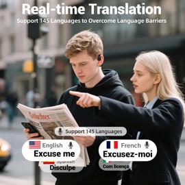 AI Headphones Translator, Improved Language Translation Headphones Real Time with App, Bluetooth 5.4 Translator Headphones, 6 Translation Modes Real Time Translator Earphones for Learning