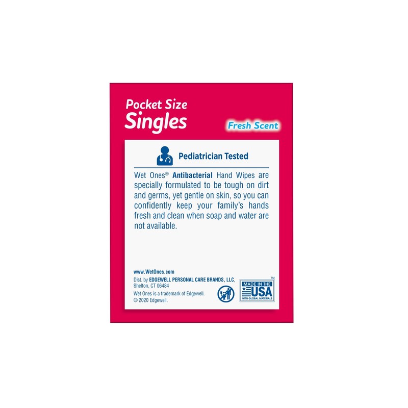 Wet Ones Singles Antibacterial Cleansing Wipes - 1 Box of