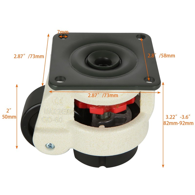 Acrux7 Leveling Casters Set of 4 Heavy Duty 2200 Lbs