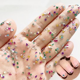 3000 Colorful Rhinestones Nail Charms Mini Heart Star Flowers Multi Shape Designs Nail Art Charms 3D Flat Back Kawaii Nail Gems Jewelry Nail Rhinestones for Women Girls Acrylic Nail DIY Decoration