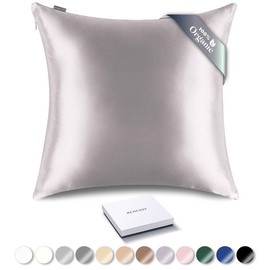 RENESSY Organic Silk Pillowcase 80 x 80 cm - 100% Organic Mulberry Silk, 22 momme, Naturally Hypoallergenic, Promotes Hair and Skin Health, 1 Piece (Pale Lavender)