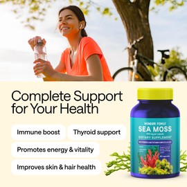 Wildcrafted Irish Sea Moss Capsules – Chondrus Crispus or True Sea Moss Advanced with Biotin, Niacinamide, Vitamins – Multimineral Supplement – Alternative to Irish Seamoss Gel – 60 Seamoss Pills