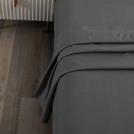 Sfoothome Flat Sheet Only - Soft Brushed Microfiber Fabric - Shrinkage & Fade Resistant Top Sheet - Easy Care - (Deep Gray, King)
