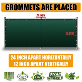 Amgo 6' x 50' Green Fence Privacy Screen Windscreen,with Bindings & Grommets, Heavy Duty for Commercial and Residential, 90% Blockage, Cable Zip Ties Included, (Available for Custom Sizes)