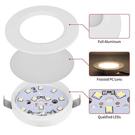 RVZONE 6 Pack RV Boat Recessed Ceiling Light 12 Volt LED Lights Super Slim LED Panel Light with Hole Puncher DC 12V 3W Full Aluminum Downlights (Warm 