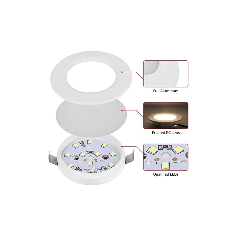 RVZONE 6 Pack RV Boat Recessed Ceiling Light 12 Volt