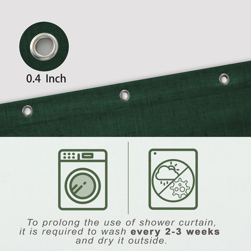 KOUFALL Hunter Green Shower Curtains for Bathroom Decor,Washbale Linen Fabric