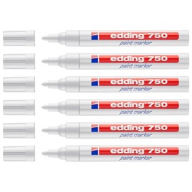 Edding Set of 6 Paint Pens 750 Round White 2-4mm