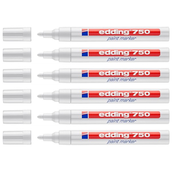 Edding Set of 6 Paint Pens 750 Round White 2-4mm