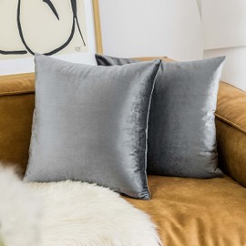 Home Brilliant Grey Euro Shams 26x26 Pillow Cover Set of 2 Square Large Accent Pillowcases for Bed Room Office Sofa Men Father's Day(66x66 cm), Gun Metal Gray