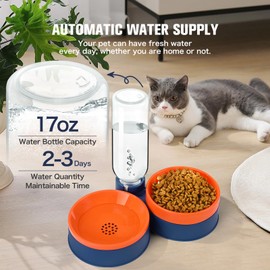 Cat Food Bowl, Cat Bowls Whisker Friendly with Water Dispenser for Cats and Small Dogs