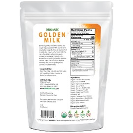 Organic Golden Milk Powder - Turmeric Superfood Blend - Promote Relaxation Recovery - Support Immune System - Mix In Coffee, Tea, Latte, Smoothies Recipes - Non GMO, Vegan, Gluten Free - 1 lb