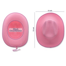 COLLECT PRESENT Felt Plain Cowboy & Cowgirl Hat for Men, Women, and Teens | Western Felt Hat in Adult Sizes | Studded Hat for Costume (Pink)