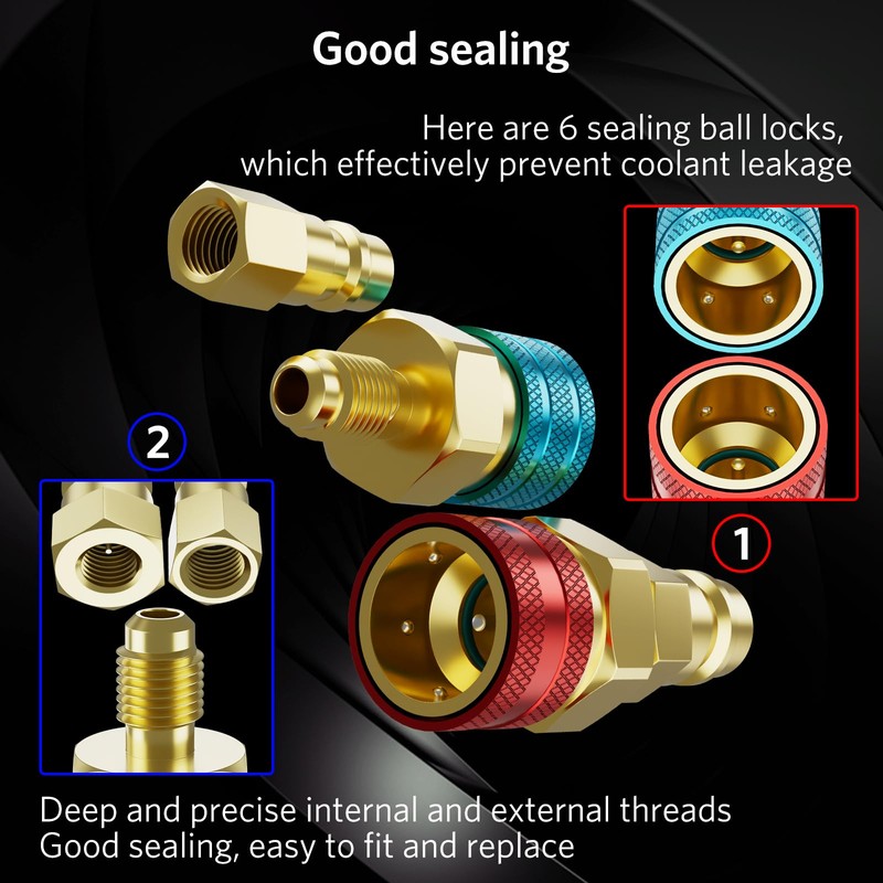 HTOMT R1234yf Adapter Kit, R134a to R1234yf Quick Coupler Conversion