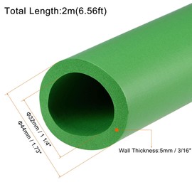 sourcing map Foam Tubing, 32mm ID 44mm OD 2m Length Tube Covers for Handle Grip Support Pipe Insulation, Green