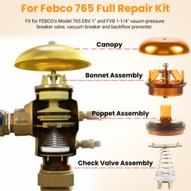 Sunluway for Febco 765-1 Repair Kit, 765 1 inch & 1-1/4 Inch, Bonnet Poppet Check Valve and Canopy Assembly Kit w/Spring & Retainer for Febco 765 1" & 1-1/4" Backflow Preventer & Vacuum Breaker