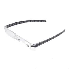 [Henghao] 携帯用 超軽量リムレス 老眼鏡 8色選択可能 シニアグラス おしゃれ リーディンググラス 専用ケース付 H6035 (ブラック チェック柄, 2.50)