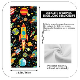 ainori Fun Space Adventure 2 Pack Hand Towels,14.5x28 Inch,Rocket Planet Kitchen Dish Towel Set Decor,Polyester,Absorbent,Versatile Decorative Handtowel for Bath,Bathroom,Laundry Room,Handtowels Gifts