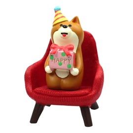 RAQWI Cute Mini Dog Holding a Gift Figurine Resin Puppy for Office, Home Decoration Perfect Cute Dog Gift for Dog Lovers - Red Sofa