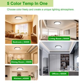 hunhun 8 Pack 3200lm LED Flush Mount Ceiling Light 12 Inch,5CCT Adjustable, Super Slim 0.87 inch led Ceiling Light Fixture for Bedroom, Living Room, Dining Room (Black, 8-Pack)