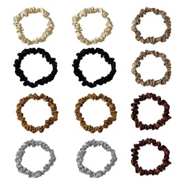 12 Pack Small Headbands, 6 Colours, Elastic Headbands, Headbands as Normal Headbands and Ties, Ponytail Hair Accessories, Women's Satin Headbands, Reusable