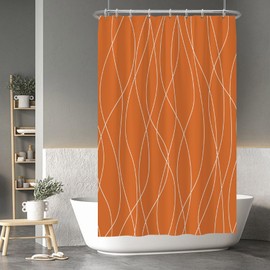 Baocicoo Orange Abstract Stripes Shower Curtain Texture Grain Modern Ornamental Decorative Creative Design Shower Curtains for Home Bathtubs Bath Decor Waterproof Fabric with Hooks 48x72 Inches Inches