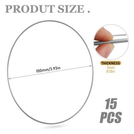 Wekuw Pack of 15 Dream Catcher Rings (Silver) Metal Rings 10 cm Decorative Rings for Hanging Rings Dream Catcher Metal Rings Dream Catcher Rings Metal Wire Rings for Crafts Macrame Ring Decoration