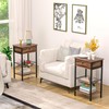 VECELO Tall Side End Table, Nightstands Shelf Storage Organizer with