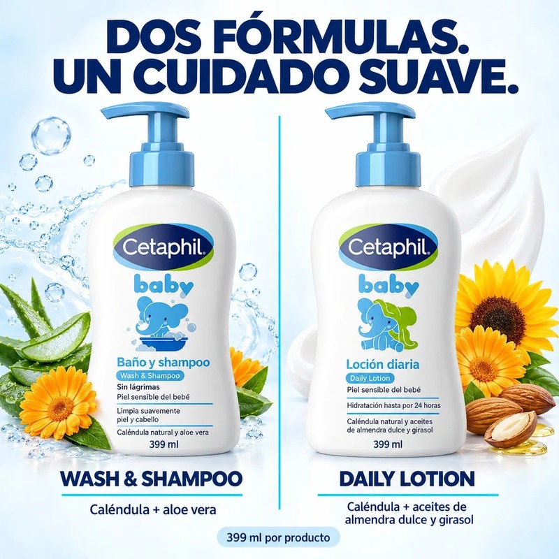 Cetaphil Baby Wash Y Loción Suave Para Piel Sensible 399