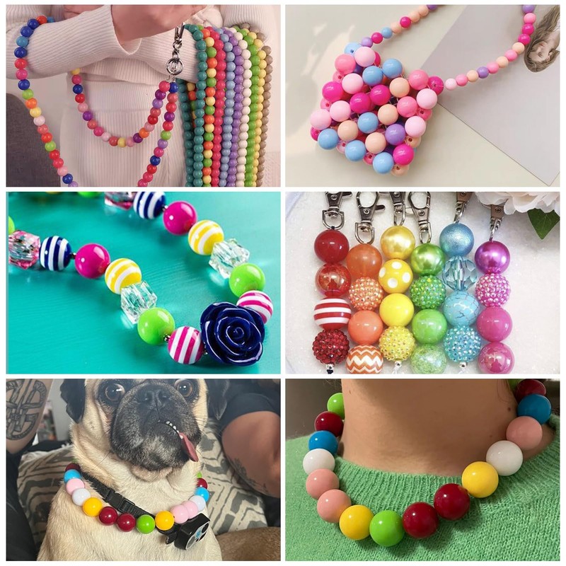Boutigem 120pcs Candy Color Round Acrylic Beads 16mm Opaque Plastic