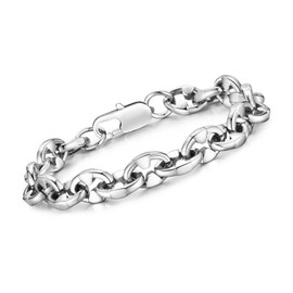 VNOX Silver Bracelet for Men - Special Pig Nose Design Link Chain Solid Mens Stainless Steel Bracelets Chunky Metal Wristband Trendy Jewelry Gifts for Boyfriend Teen Young Men,9 Inches