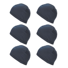 PATIKIL Sweat Wicking Cap, 6 Pack Skull Cap Football for Men Breathable Cooling Helmet Liner Bandana for Cycling Running Sports Hat, Navy Blue