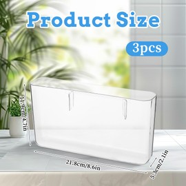 3 Pack Plastic Wall Folders, Acrylic Single Pocket Wall Mount File Holder Clear Hanging Wall File Organizer Plastic Single Pocket Hanging for Office Home Bathroom, 8.6x4.7x2.1 Inch