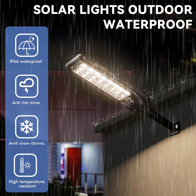 Solar Street Light Outdoor, 3 Color Temperature Waterproof 30000LM, Solar