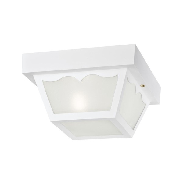 Westinghouse Lighting 6697500 Traditional One-Light Outdoor Flush-Mount Fixture, White Finish on Polypropylene, Frosted Glass Panels